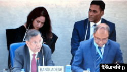 জেনেভায় জাতিসংঘ মানবাধিকার কাউন্সিলের ইউনিভার্সাল পিরিয়ডিক রিভিউ-এ বাংলাদেশের আইনমন্ত্রী আনিসুল হক। ১৩ নভেম্বর, ২০২৩। ফাইল ছবি।