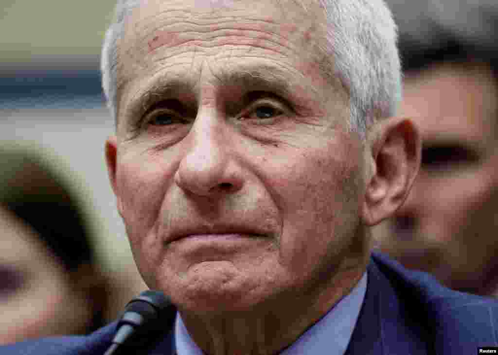Dr. Anthony Fauci, former director of the National Institute of Allergy and Infectious Diseases and former chief medical adviser to President Biden, becomes emotional after being asked about threats to him and his family as he testifies before a House Oversight and Reform Select Subcommittee hearing on the Coronavirus Pandemic, on Capitol Hill in Washington, June 3, 2024.&nbsp;