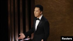 港区中国全国政协委员甄子丹2023年3月12日出席奥斯卡金像奖颁奖典礼。（路透社）