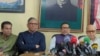আওয়ামী লীগের ধানমন্ডি কার্যালয়ে সংবাদ সম্মেলনে বাংলাদেশের ক্ষমতাসীন দল আওয়ামী লীগের সাধারণ সম্পাদক ওবায়দুল কাদের। 