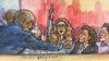 Eliane Karp, la esposa del ex presidente de Perú, Alejandro Toledo, grita al final de su audiencia de extradición en este boceto de la sala en el tribunal federal de San Francisco, California, Estados Unidos, 12 de septiembre de 2019. REUTERS / Vicki Behringer.