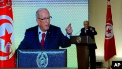 Le président tunisien Beji Caid Essebsi prononce un discours à Tunis, le 10 mai 2017. 