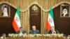 Abbas Araqchi, viceministro iraní de Asuntos Políticos(D), Behrouz Kamalvandi, portavoz de la Organización de Energía Atómica de Irán (I) y el portavoz del gobierno de Irán, Ali Rabiei, en conferencia de prensa en Teherán, Irán, 7 de julio de 2019. Agencia de noticias Tasnim.