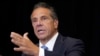 FILE - Then-New York Governor Andrew Cuomo speaks during a news conference at New York's Yankee Stadium, July 26, 2021.