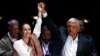 El presidente electo Andrés Manuel López Obrador, derecha, y la Jefa de Gobierno electa de la Ciudad de México Claudia Sheinbaum, izquierda, en un rally en Ciudad de México. Enero 27, 2018.