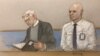 Skicë e Julian Assange-it gjatë një seance dëgjimore në gjykatën e Londrës