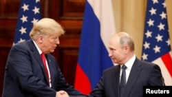 Trump et Poutine lors du sommet d'Helsinki, 16 juillet 2018