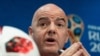 Le président de la FIFA, Gianni Infantino, lors d’une conférence de presse au stade Luzhniki de Moscou le 13 juillet 2018.