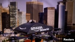 Un avión no tripulado Amazon Prime Air durante la exhibición 'Drones: Is the Sky the Limit?'.