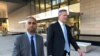 Imaad Zuberi, left, leaves the federal courthouse with his attorney Thomas O'Brien, right, in Los Angeles, on Friday, Nov. 22, 2019. Zuberi pleaded guilty to funneling donations from foreigners to U.S. political campaigns. (AP Photo/Brian Melley)